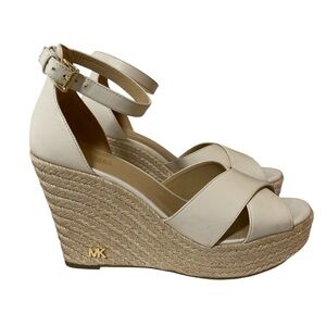 Michael Kors Cream Wedge Sandals with Ankle Strap